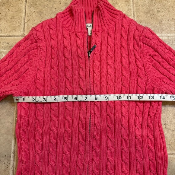 LL Bean preppy pretty pink zip up sweater cardigan 100% cotton xsmall - Picture 4 of 8